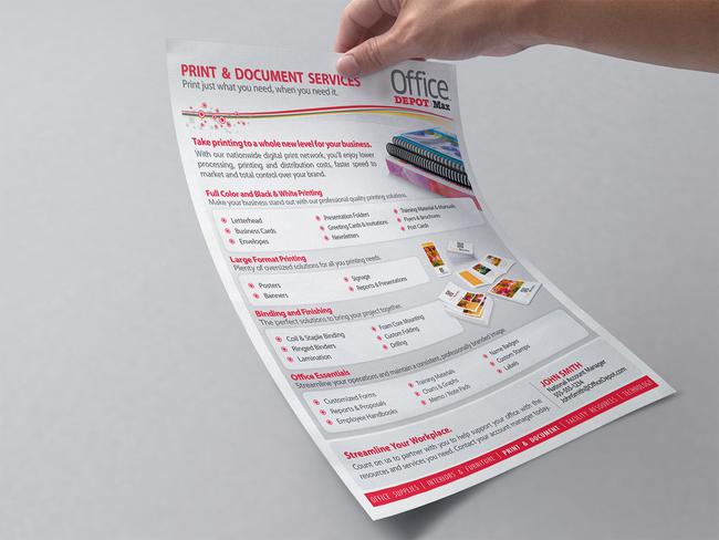 Office Depot print capabilities canvassing flyer